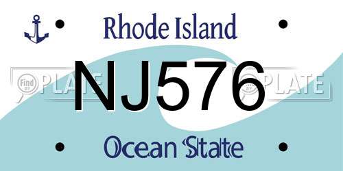 NJ576 Rhode Island License Plate