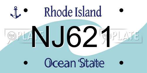 NJ621 Rhode Island License Plate