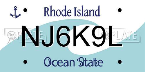 NJ6K9L Rhode Island License Plate