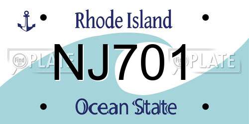NJ701 Rhode Island License Plate