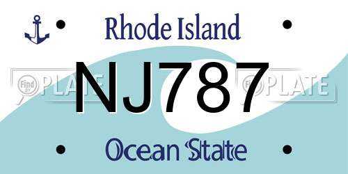 NJ787 Rhode Island License Plate