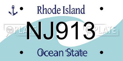 NJ913 Rhode Island License Plate