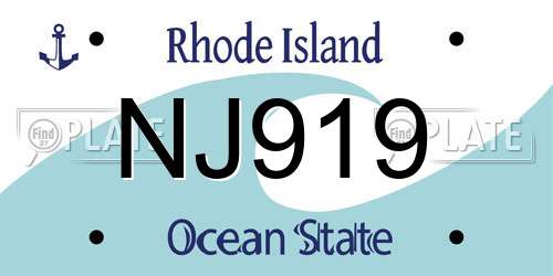 NJ919 Rhode Island License Plate