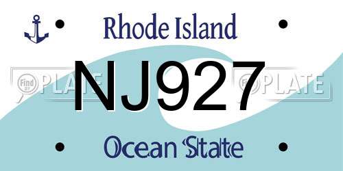 NJ927 Rhode Island License Plate