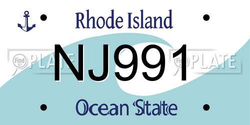 NJ991 Rhode Island License Plate