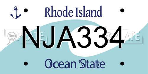 NJA334 Rhode Island License Plate