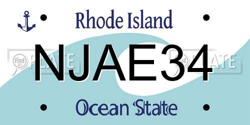 NJAE34 Rhode Island License Plate