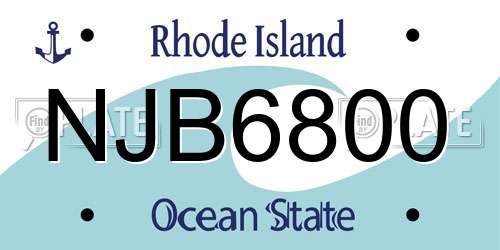 NJB6800 Rhode Island License Plate