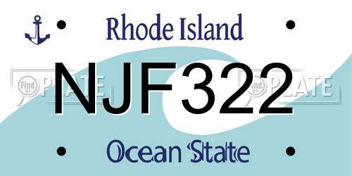 NJF322 Rhode Island License Plate
