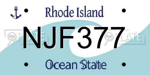 NJF377 Rhode Island License Plate