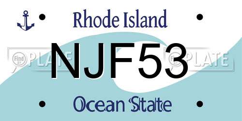 NJF53 Rhode Island License Plate