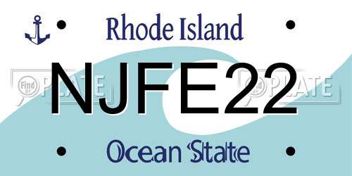 NJFE22 Rhode Island License Plate