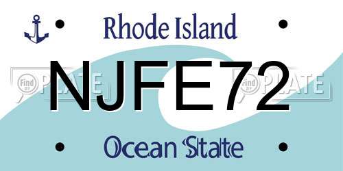 NJFE72 Rhode Island License Plate