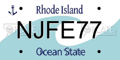 NJFE77 Rhode Island License Plate