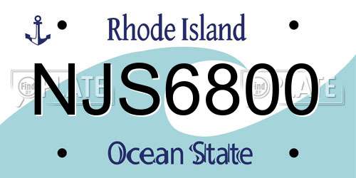 NJS6800 Rhode Island License Plate