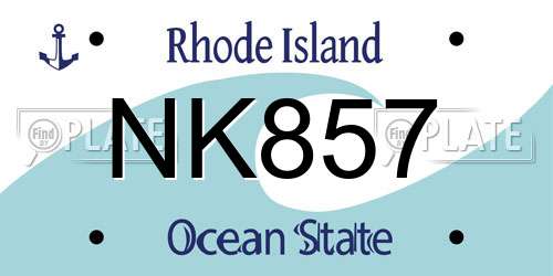 NK857 Rhode Island License Plate