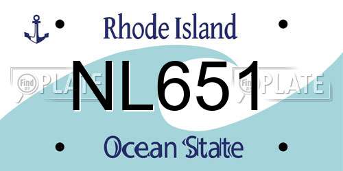 NL651 Rhode Island License Plate