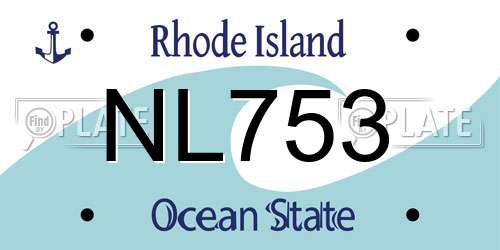 NL753 Rhode Island License Plate