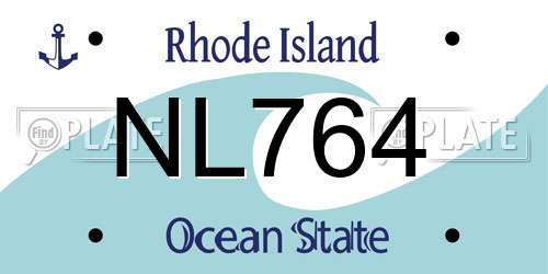 NL764 Rhode Island License Plate
