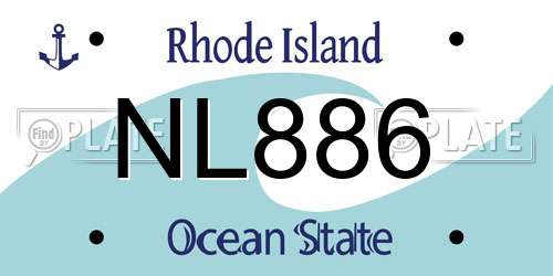 NL886 Rhode Island License Plate