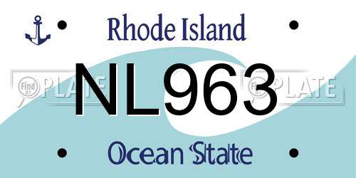 NL963 Rhode Island License Plate