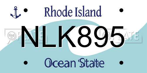 NLK895 Rhode Island License Plate