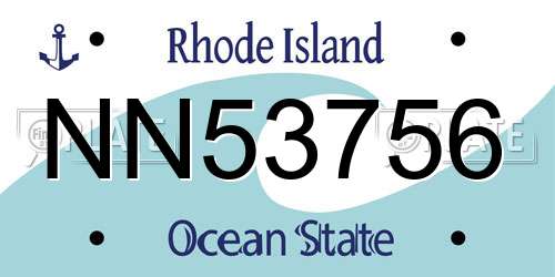 NN53756 Rhode Island License Plate