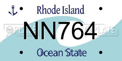 NN764 Rhode Island License Plate