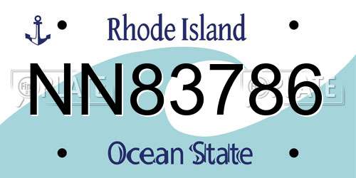NN83786 Rhode Island License Plate