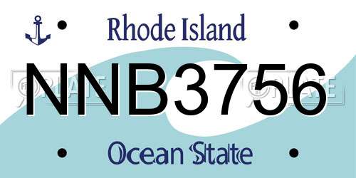 NNB3756 Rhode Island License Plate