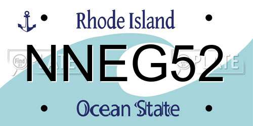 NNEG52 Rhode Island License Plate