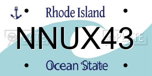 NNUX43 Rhode Island License Plate