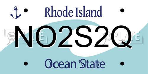 NO2S2Q Rhode Island License Plate