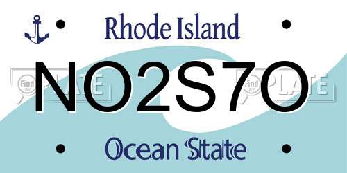 NO2S7O Rhode Island License Plate
