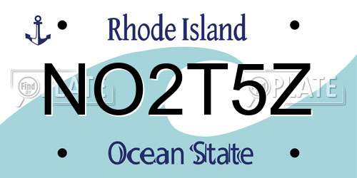 NO2T5Z Rhode Island License Plate