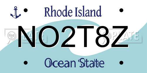 NO2T8Z Rhode Island License Plate
