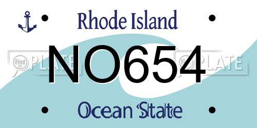 NO654 Rhode Island License Plate