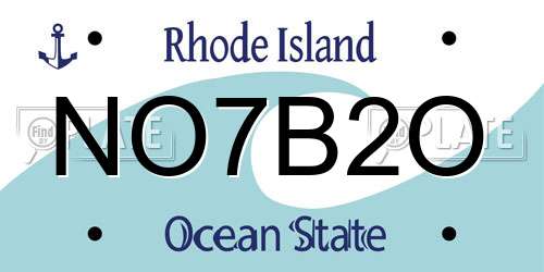NO7B2O Rhode Island License Plate