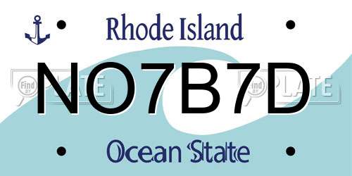 NO7B7D Rhode Island License Plate