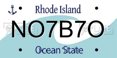 NO7B7O Rhode Island License Plate
