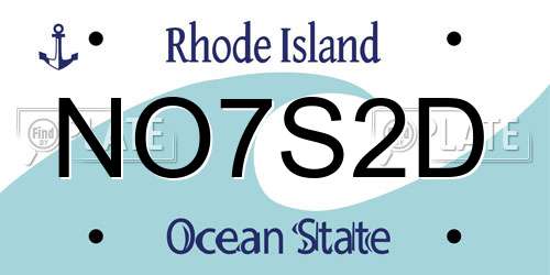 NO7S2D Rhode Island License Plate