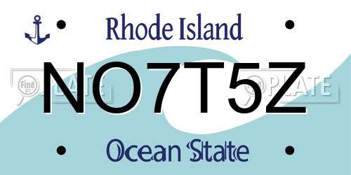 NO7T5Z Rhode Island License Plate