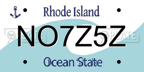 NO7Z5Z Rhode Island License Plate