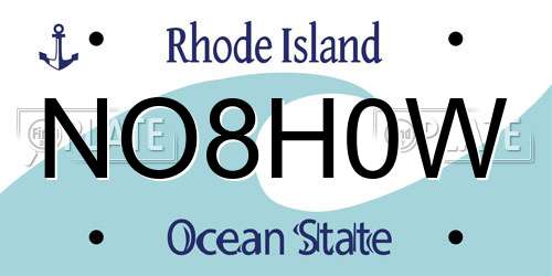 NO8H0W Rhode Island License Plate