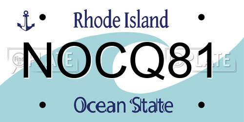NOCQ81 Rhode Island License Plate