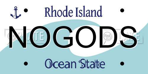NOGODS Rhode Island License Plate