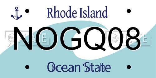 NOGQ08 Rhode Island License Plate