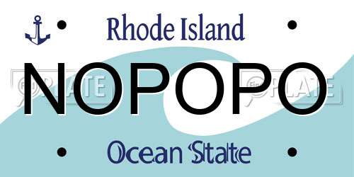 NOPOPO Rhode Island License Plate