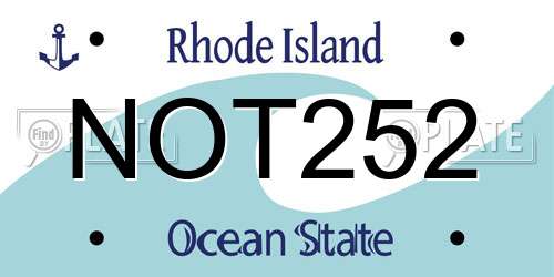 NOT252 Rhode Island License Plate