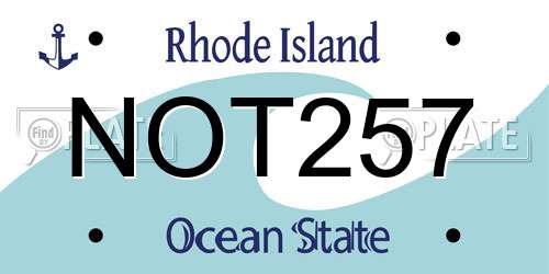 NOT257 Rhode Island License Plate